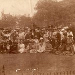 Group photo of Church League for Women's Suffrage meeting