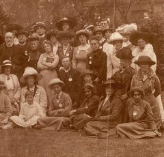 Group photo of Church League for Women's Suffrage meeting