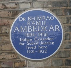 Photo of blue plaque at B. R. Ambedkar's home in London