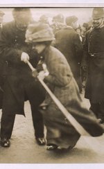 Photo of a Suffragette being arrested on Black Friday