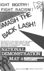 Photo of a Smash the Backlash Demonstration Leaflet