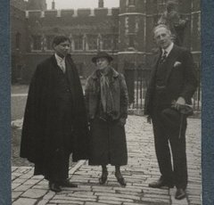 Photo of three people, including Basiswar ("Boshi") Sen