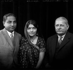 Photo of Jivraj Narayan Mehta, Mrs Hansa Mehta and Sir Manubhai Nandshankar Mehta