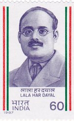 Picture of Lala Har Dayal, on a 1987 stamp of India