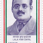 Picture of Lala Har Dayal, on a 1987 stamp of India
