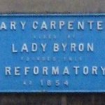 Photo of blue plaque on the Red Lodge, founded by Mary Carpenter