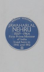 Photo of blue plaque at Jawaharlal Nehru's house in London