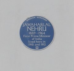 Photo of blue plaque at Jawaharlal Nehru's house in London