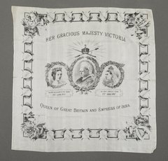 Photo of a printed handkerchief for the Queen Victoria Golden Jubilee