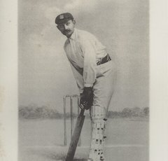 Portrait of Ranjitsinhji playing cricket