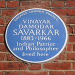 Photo of blue plaque at Vinayak Damodar's home in London
