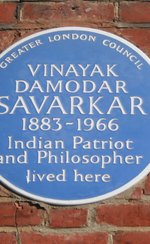Photo of blue plaque at Vinayak Damodar's home in London