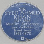 Photo of blue plaque at Syed Ahmed Khan's home in London