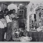 Photograph of people praying at Hindu Temple