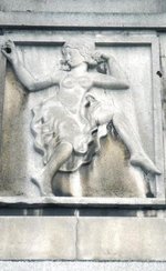 Photo of a wall sculpture by Eric Gill